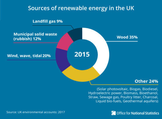 Chart showing sources of renewable energy in the UK