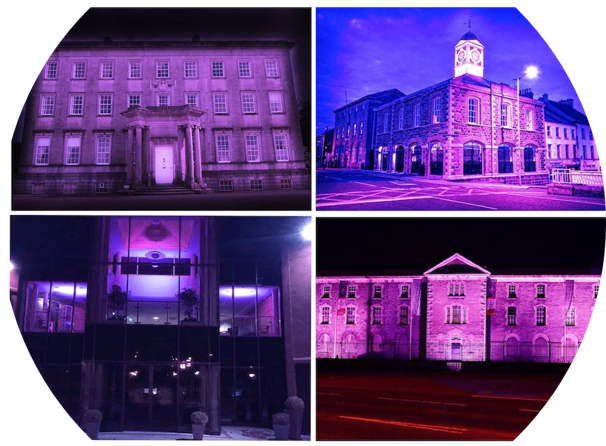 Purple buildings