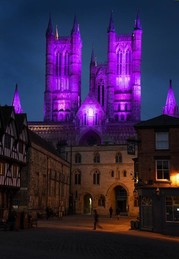 Census purple light up - Lincoln Cathedral lit up in purple.