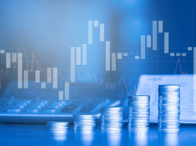 Image of graphs and coins indicating money transferring in an electronic world