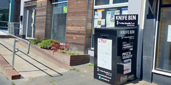 The new knife bin outside The Dovercourt and Harwich Hub in Harwich High Street