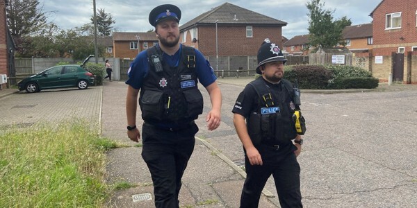 Two officers on patrolling the Percy King estate in Clacton