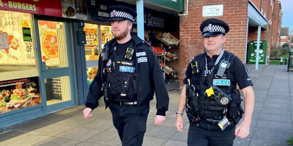 Officers on patrol outside the Hunwicke shops