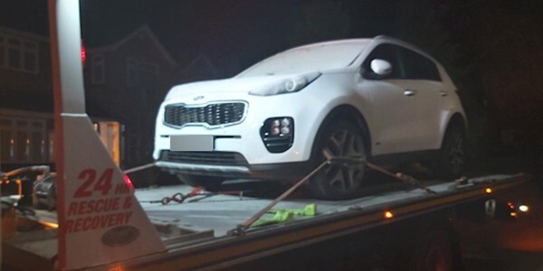 White car on a transporter