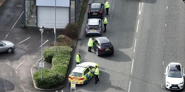 Drivers queueing to speak to officers during the traffic operation