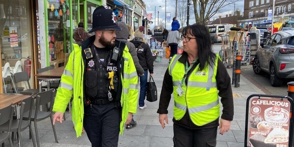 Officer patrolling alongside Epping Forest District Council's anti-social behaviour team.