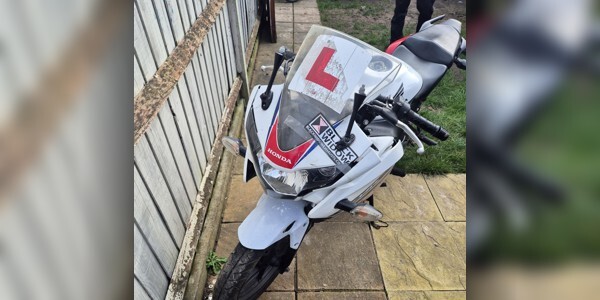 Motorcycle with learner plates