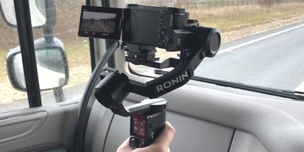 Specialist camera in use from the cab of an HGV used by the Commercial Vehicle Unit