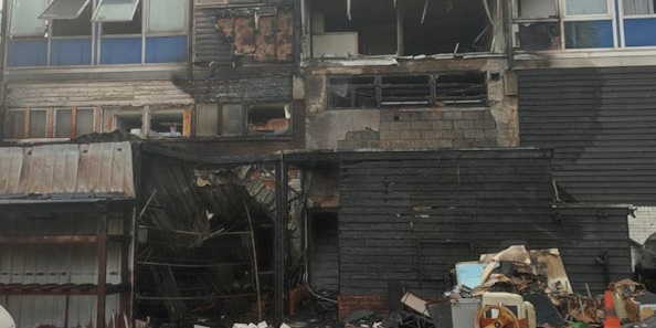 Fire damage to a building 