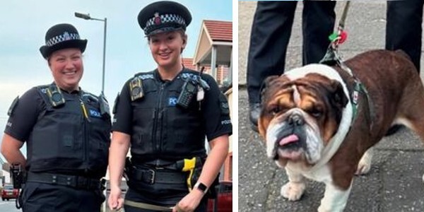Two officers on patrol in Westcliff-on-Sea who meet Jarvis the Bulldog