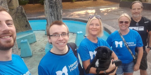 Five friends who walked to support Havens Hospice