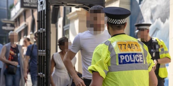 Officers deploy a knife arch near Southend Central Station