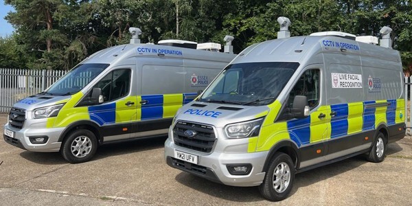 Live facial recognition specialist vans with cameras mounted on the roof