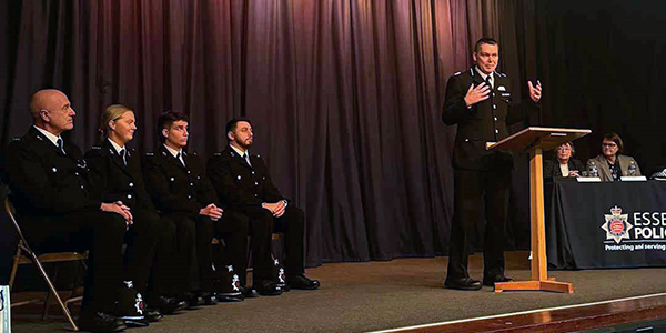 Four special constables being welcomed to the force at ceremony