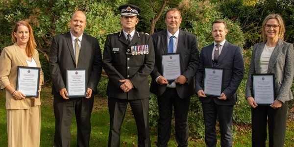 Detectives receiving commendation from Chief Constable