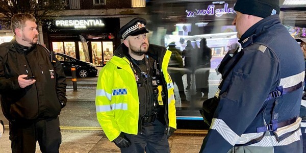 Sergeant Rob Fitt and Parking enforcement officers patrol at night