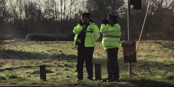 PC Braden and PCSO O'Donnell Smith carrying out a speed check