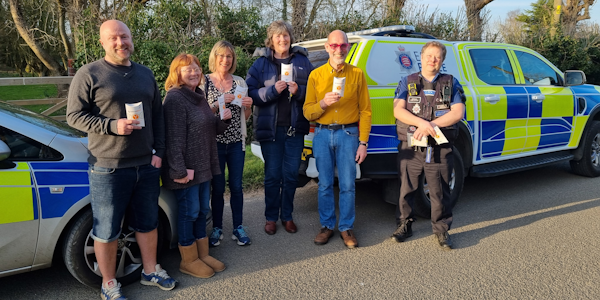 PCSO Mike O'Donnell Smith with local residents 