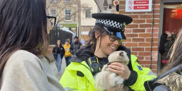 Officer in city centre with cat