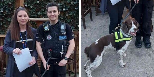 Officers and Police Dog Pablo in Harlow