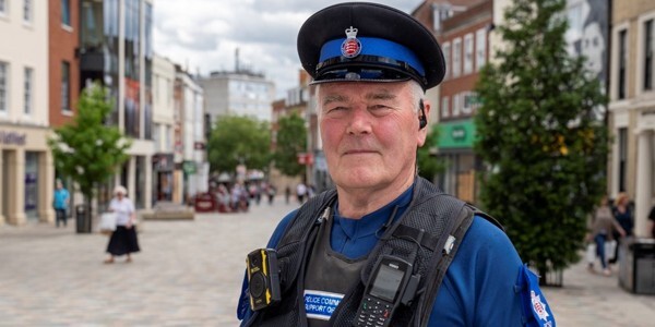 Police Community Safety Officer Allan Barley in Chelmsford High Street