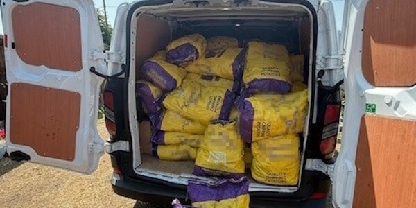 A van full of potato sacks