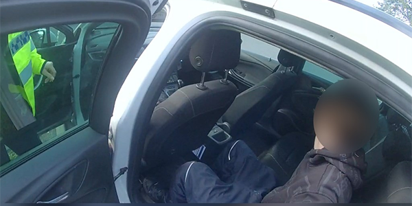 arrested person in back of police car