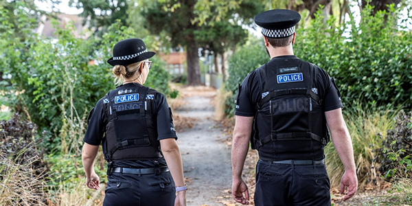 Essex Police uniformed officers on patrol