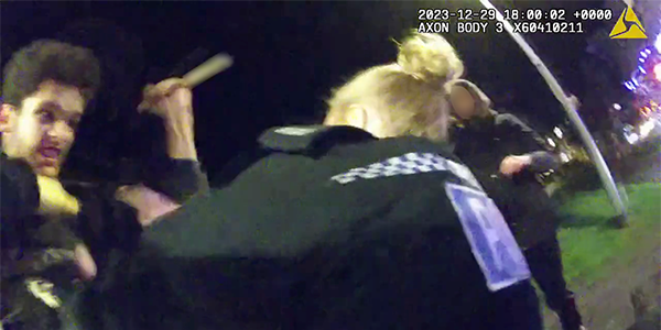Body worn video image of man attacking essex police officer
