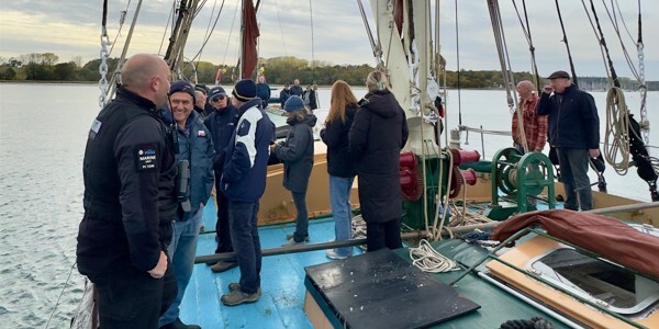 Marine Unit officers onboard the Thames Sailing Barge Victor for the annual Harwich Haven Authority Leisure Vessel Users meeting