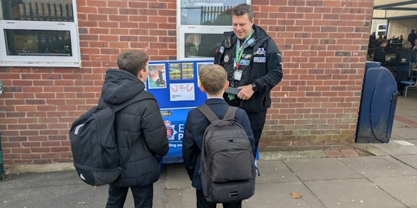 PC Braden speaking to pupils