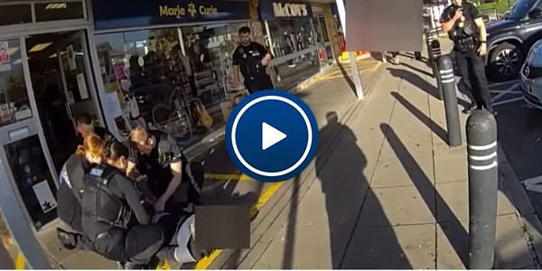 Video of police officers arresting a man with a sword outside shops in Shoebury