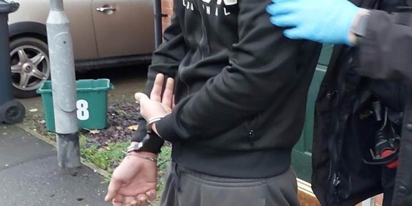 Perry Stearns is arrested by a neighbourhood policing officer in Harwich