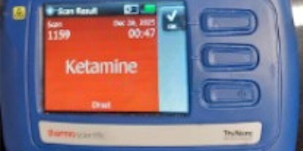 Drug identification machine indicating ketamine