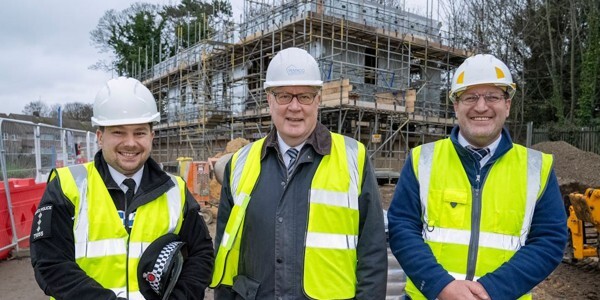 Chief Inspector Stuart Austin, Police, Fire, and Crime Commissioner Roger Hirst and Essex Police's' Head of Estates Patrick Duffy