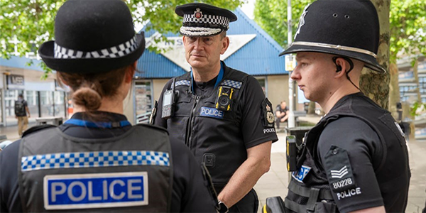 Essex Police Chief speaks to his officers while on patrol