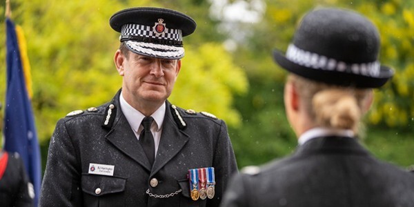 Chief Constable BJ Harrington at a recent new recruits passing out ceremony