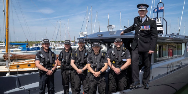 Chief Constable Ben-Julian Harrington and marine unit on new Toby Speller