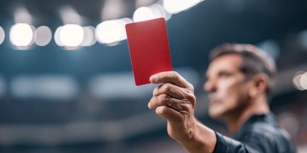Referee holding up red card