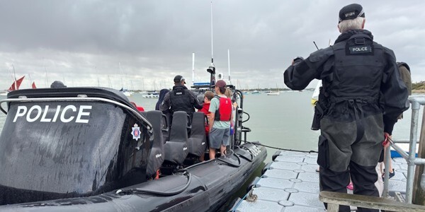 Marine Unit launch with officers and cadets