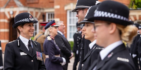 Chief Constable Rachel Nolan chats to some of the new officers at a passing out parade at HQ