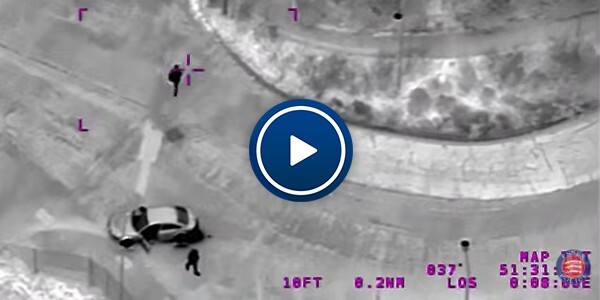 Night time video from helicopter of high speed pursuit and arrest in Basildon