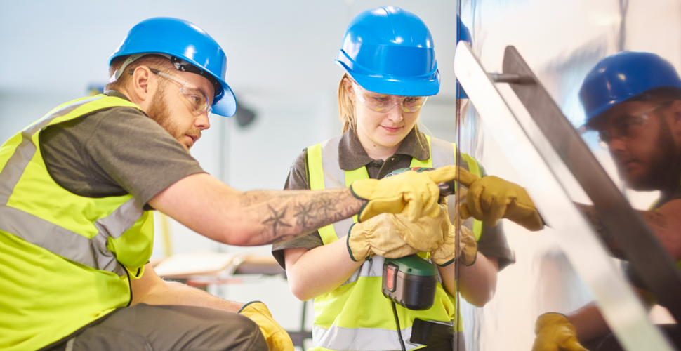 Young construction workers