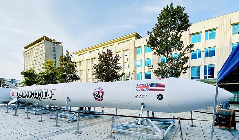UK Space Agency replica rocket in the piazza by Karen Edwards