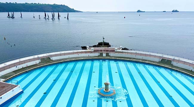 Tinside Lido looking out to Plymouth Sound