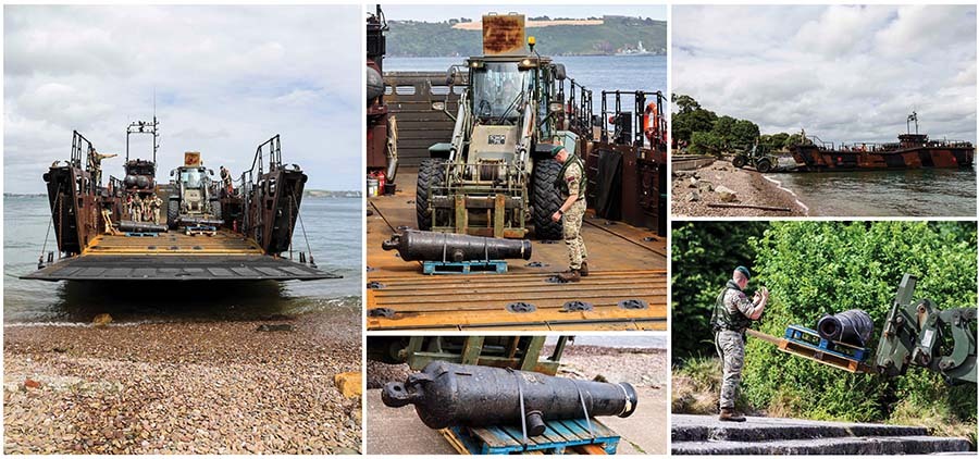 commandos use landing craft to move cannons to Mount Edgcumbe