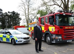 Roger with police car and fire engine