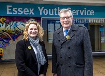 Roger Hirst and Louise McKinLay in front of Youth services building basildon