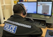Picture of specially trained officer using Rapid Video Response which allows online reporting of domestic abuse