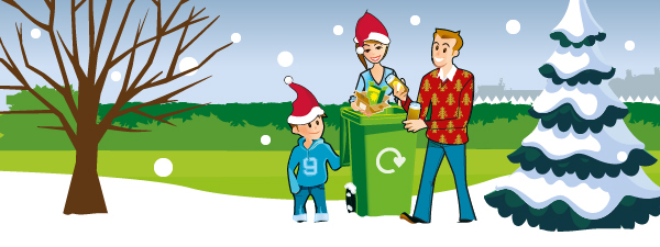 Waste and recycling Christmas illustration